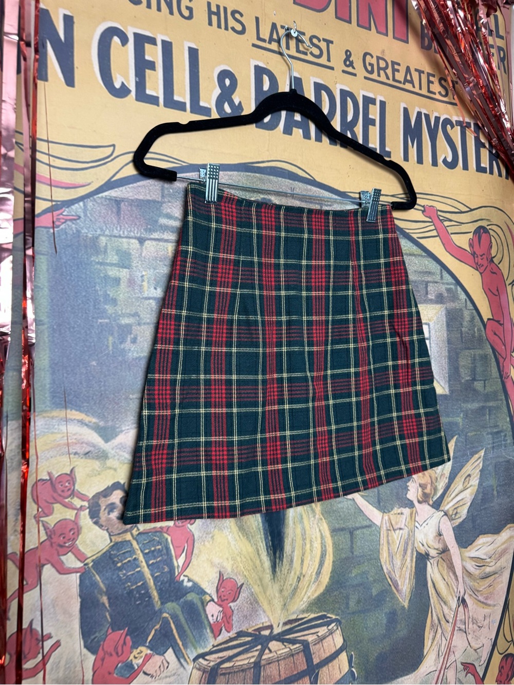 All that Jazz Green & Red Plaid Mini Skirt